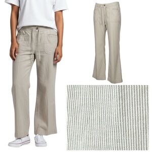 The North Face Linen Blend Drawstring Pants Women’s 12 Khaki Pinstripe